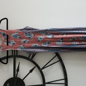 ANTHROPOLOGIE JAPNA PINK BLUE FLORAL MAXI DRESS WOMENS SIZE L